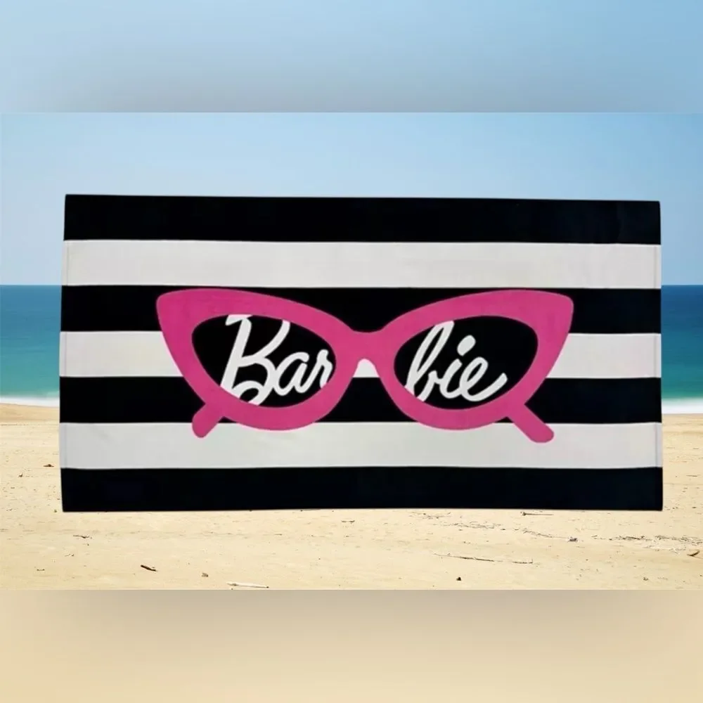 Barbie Black and White Stripe Beach Towel